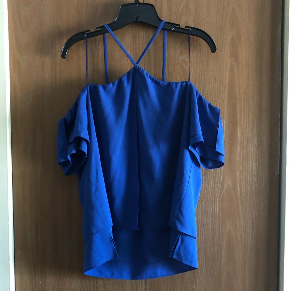 Cute blue off-the-shoulder blouse